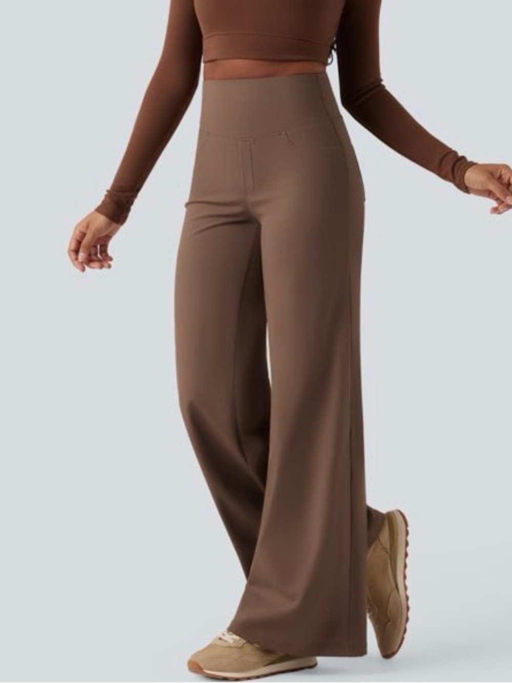Halara DayStretch Wide Leg Yoga Pants Large L Sepia Brown High Waist